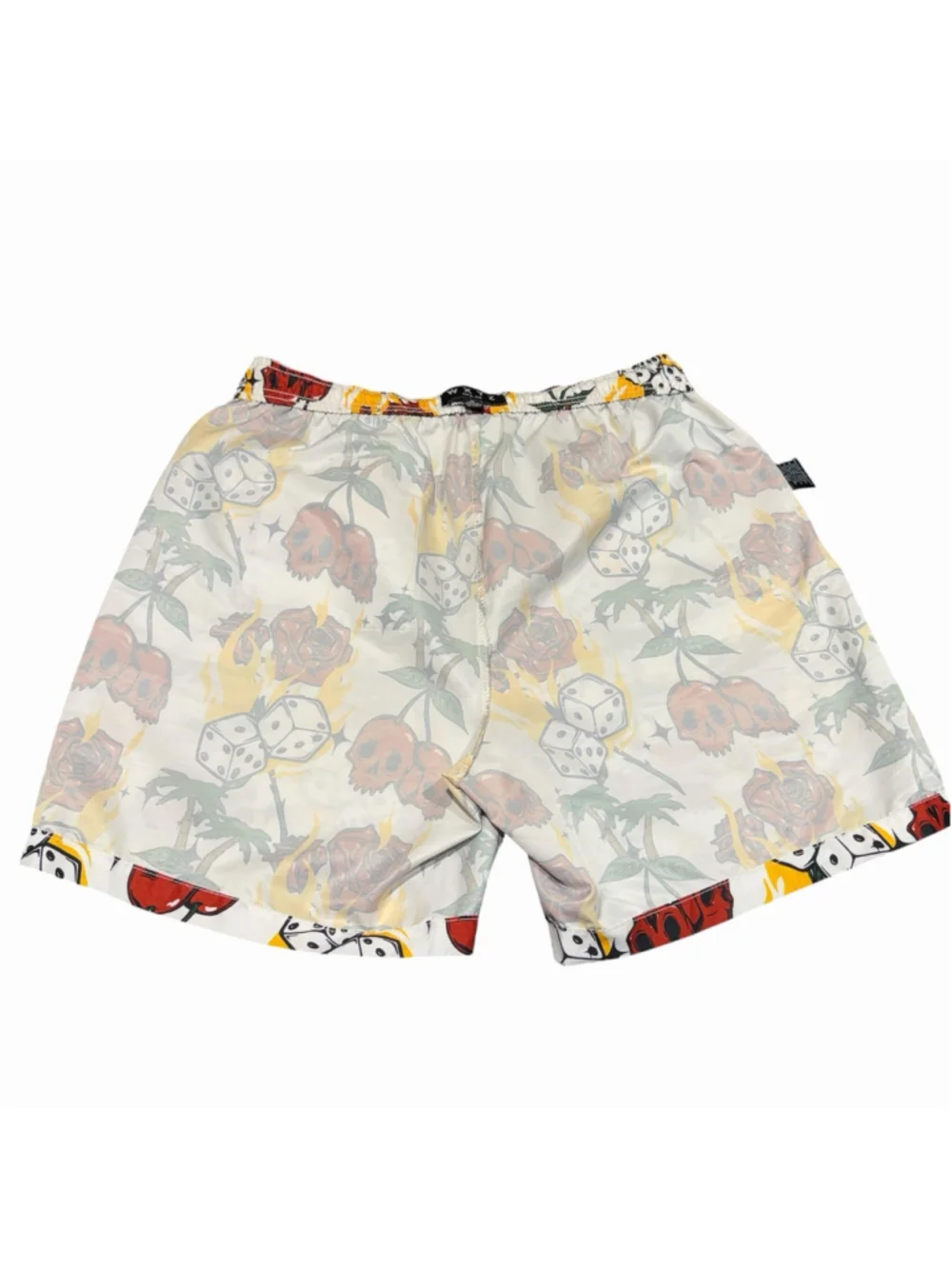 WXYZ MFG. CO Skull Flames Palm Trees Mens Swim‎ Trunks Medium Shorts Beach Dice